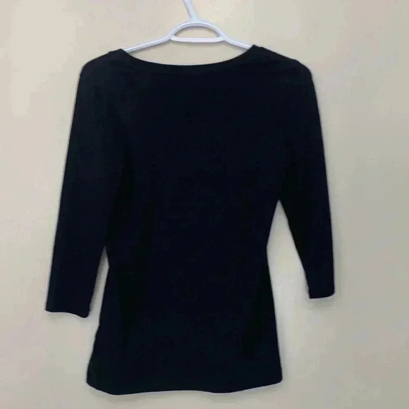 Lord & Taylor 95% cotton/5%, spandex, 3/4 sleeve, fitted black, long T-shirt - Picture 3 of 6